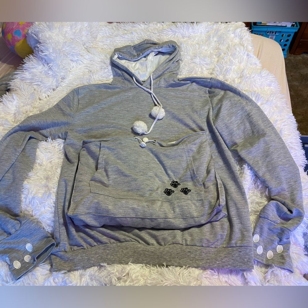 XL Gray Pet Pouch Carrier Hoodie